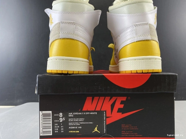 Powder AQ0818-149 x Off-White 1 Jordan Air White NRG Yellow-Cone Dark 1212